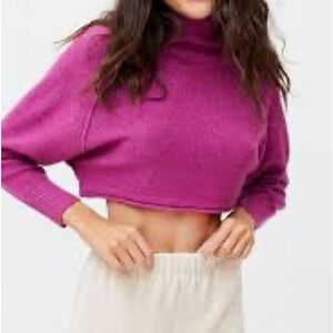 Urban Outfitters Magenta Cropped Turtleneck Sweater